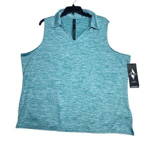 Skechers GoWalk Club Polo Womens 3XL Teal/Blue Sleeveless Activewear Fitness NWT